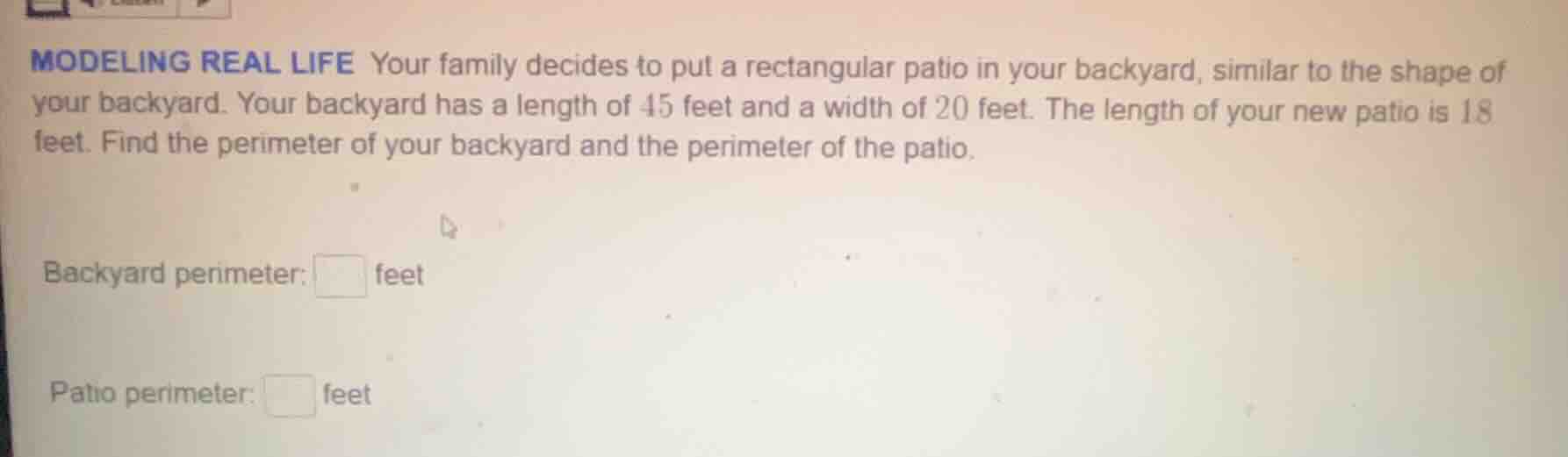 modeling real life your family decides to put a rectangular patio in yo…