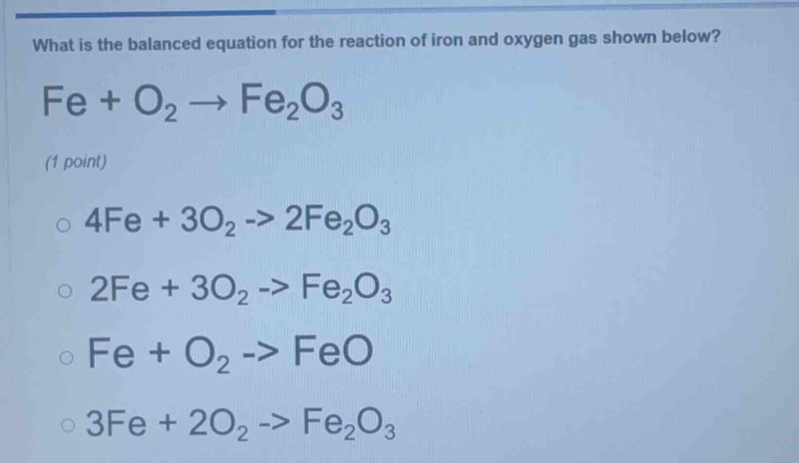 what is the balanced equation for the reaction of iron and oxygen gas s…