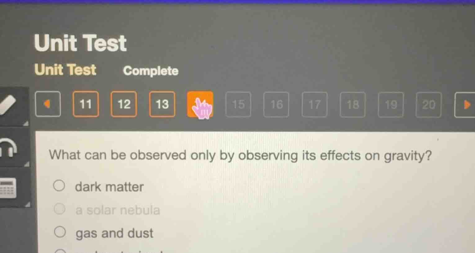 what can be observed only by observing its effects on gravity? dark mat…