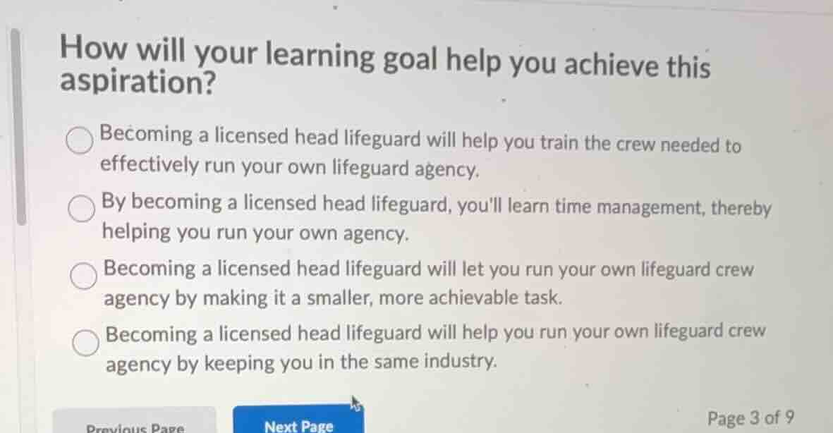 how will your learning goal help you achieve this aspiration? becoming …