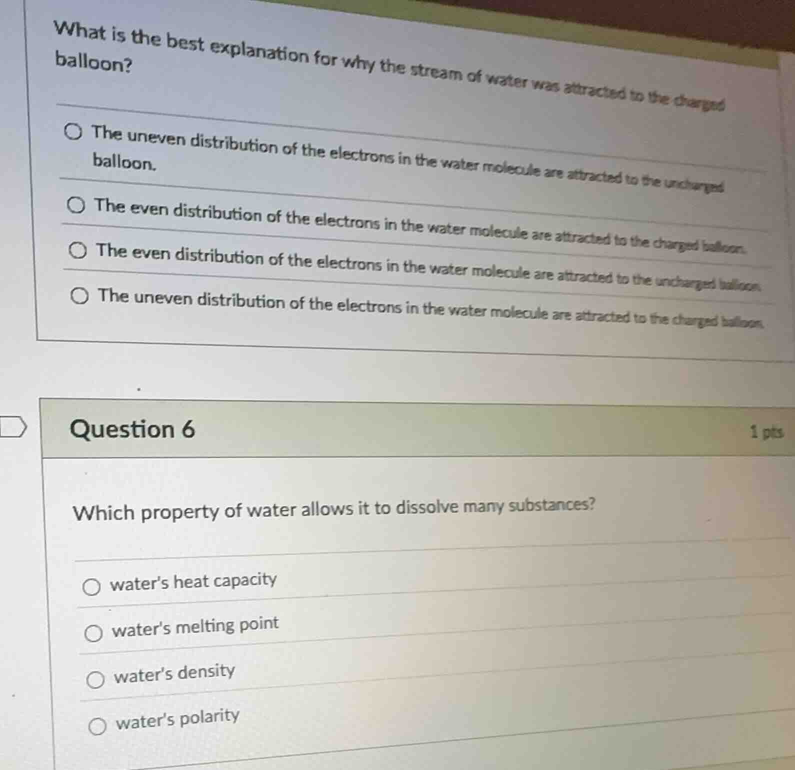 what is the best explanation for why the stream of water was attracted …