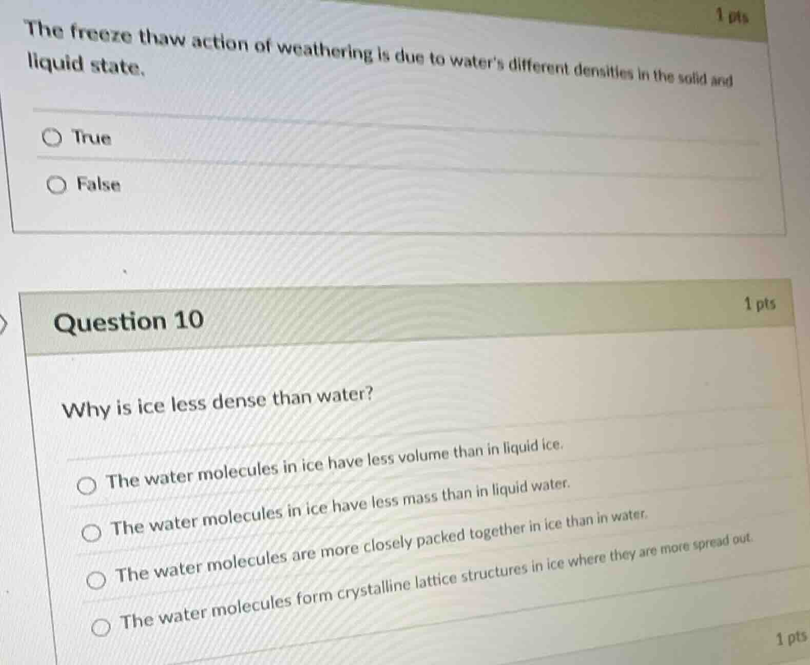 the freeze thaw action of weathering is due to waters different densiti…