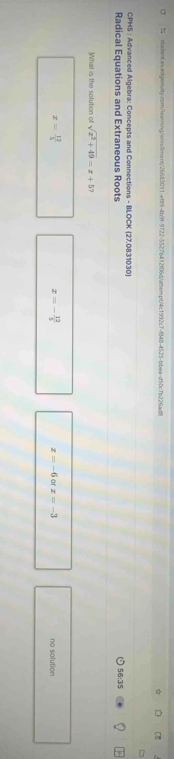 cphs : advanced algebra: concepts and connections - block (27.0831030) …