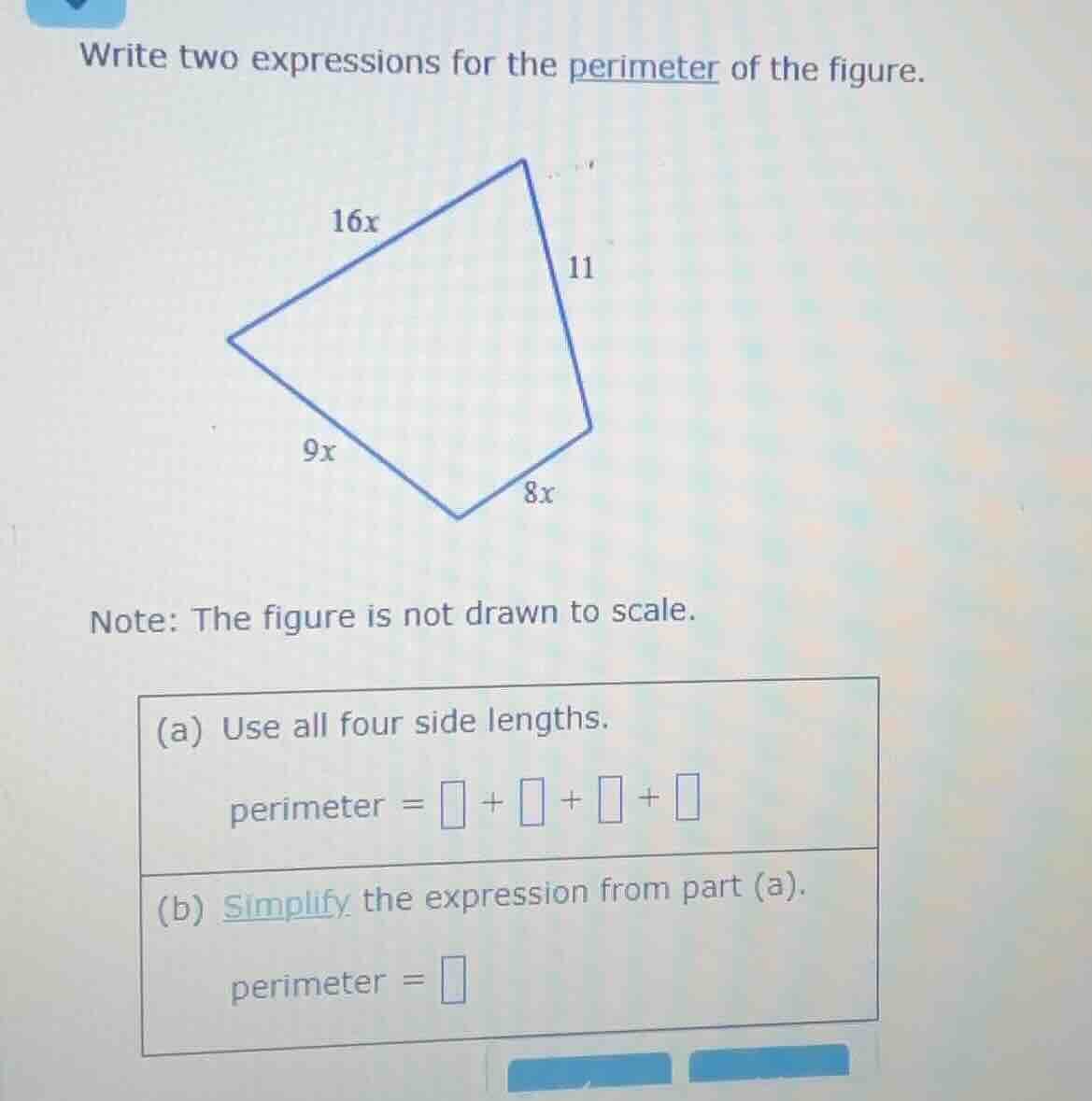 write two expressions for the perimeter of the figure. note: the figure…