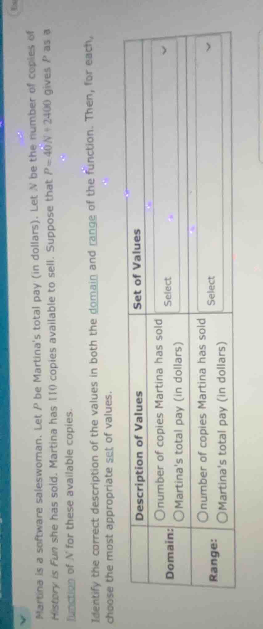 martina is a software saleswoman. let ( p ) be martina’s total pay (in …