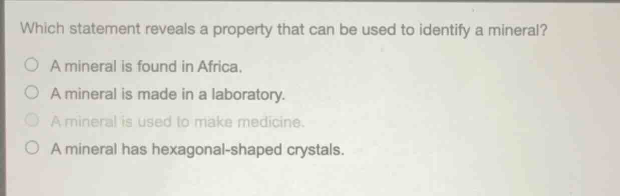 which statement reveals a property that can be used to identify a miner…