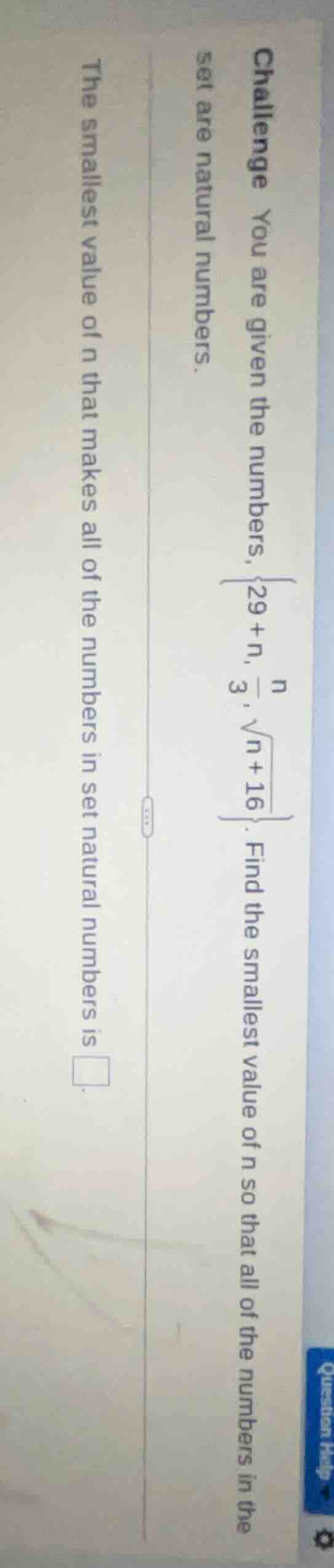 challenge you are given the numbers, \\(\\begin{bmatrix} 29 + n, \\frac…