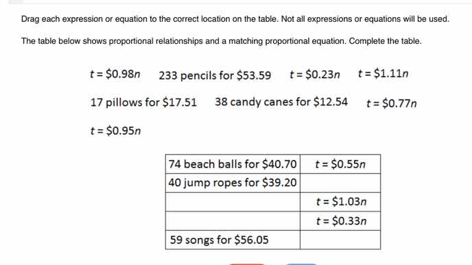 drag each expression or equation to the correct location on the table. …