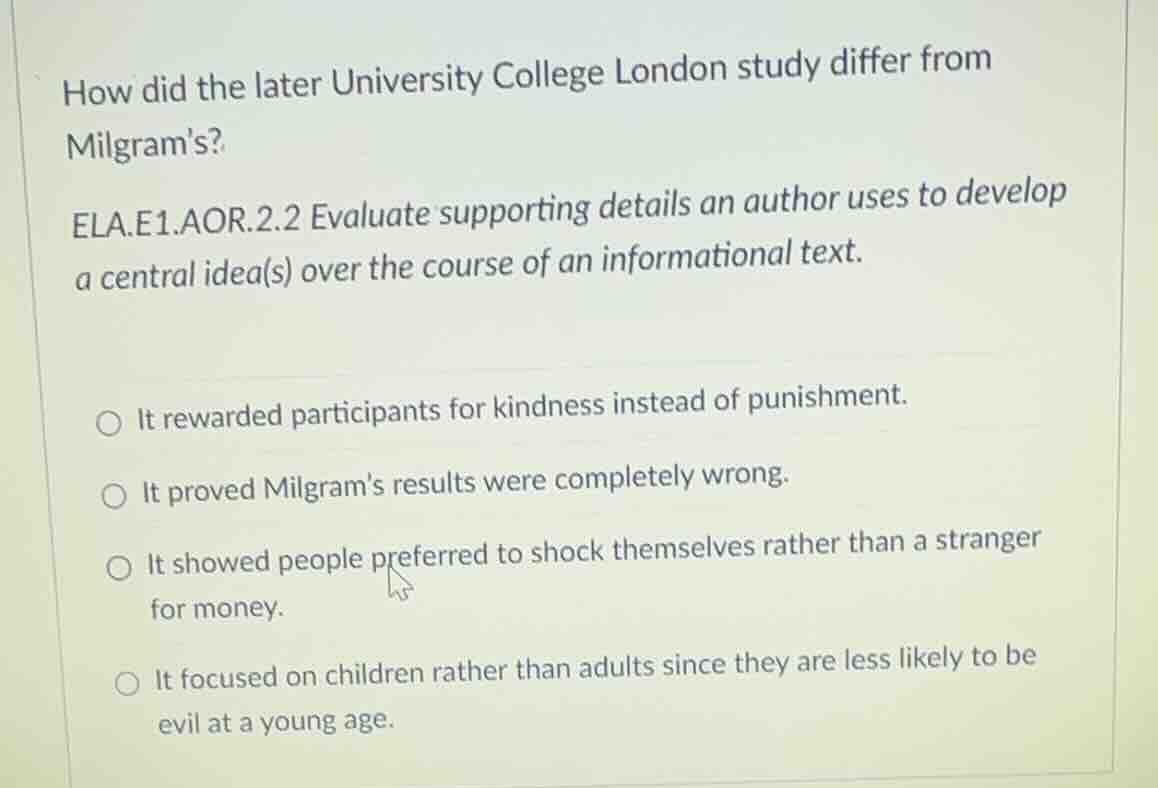 how did the later university college london study differ from milgrams?…