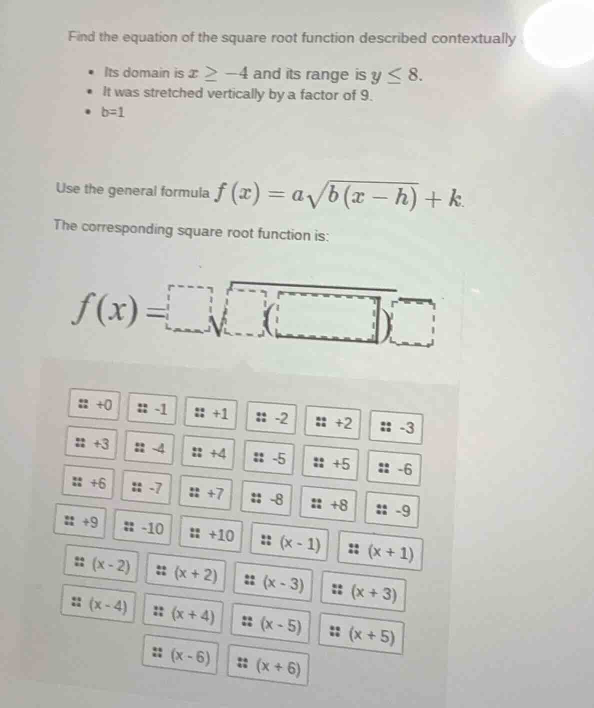 find the equation of the square root function described contextually - …