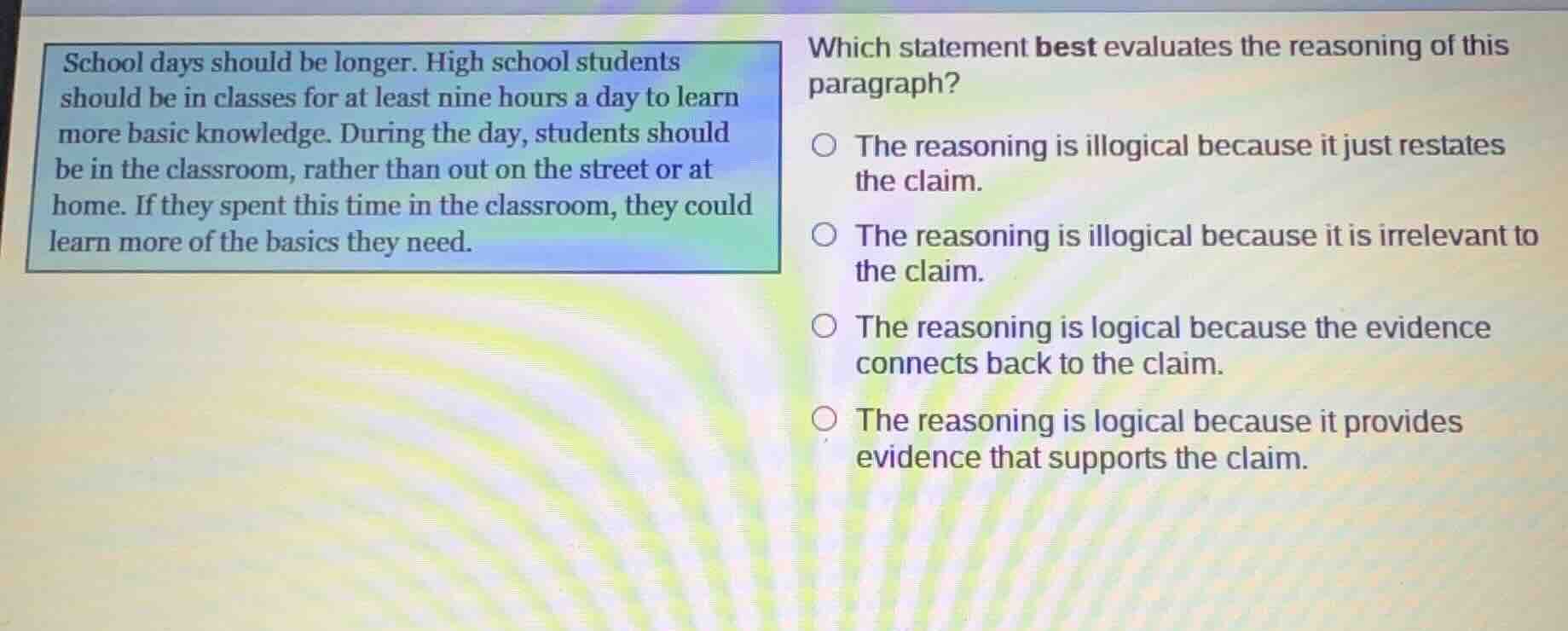 school days should be longer. high school students should be in classes…