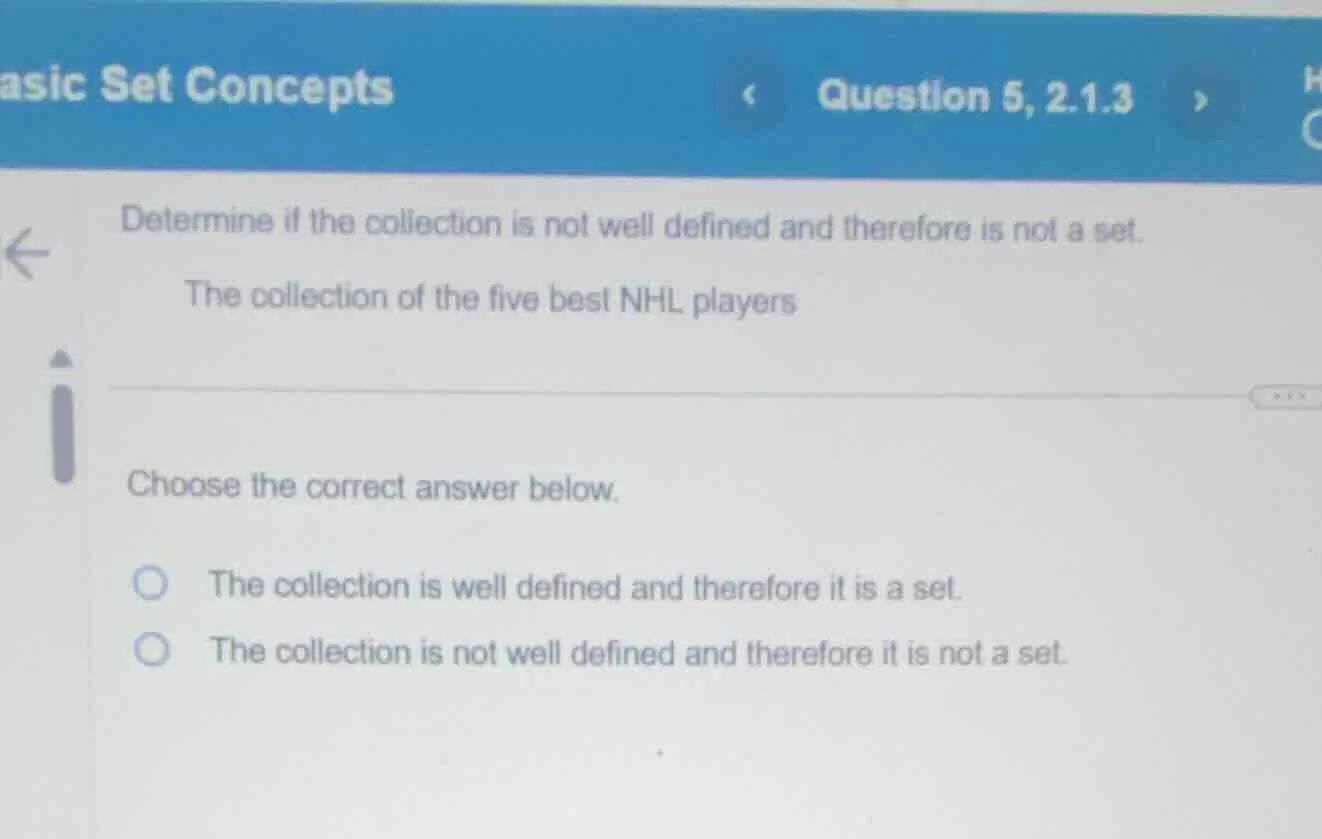 asic set concepts question 5, 2.1.3 determine if the collection is not …
