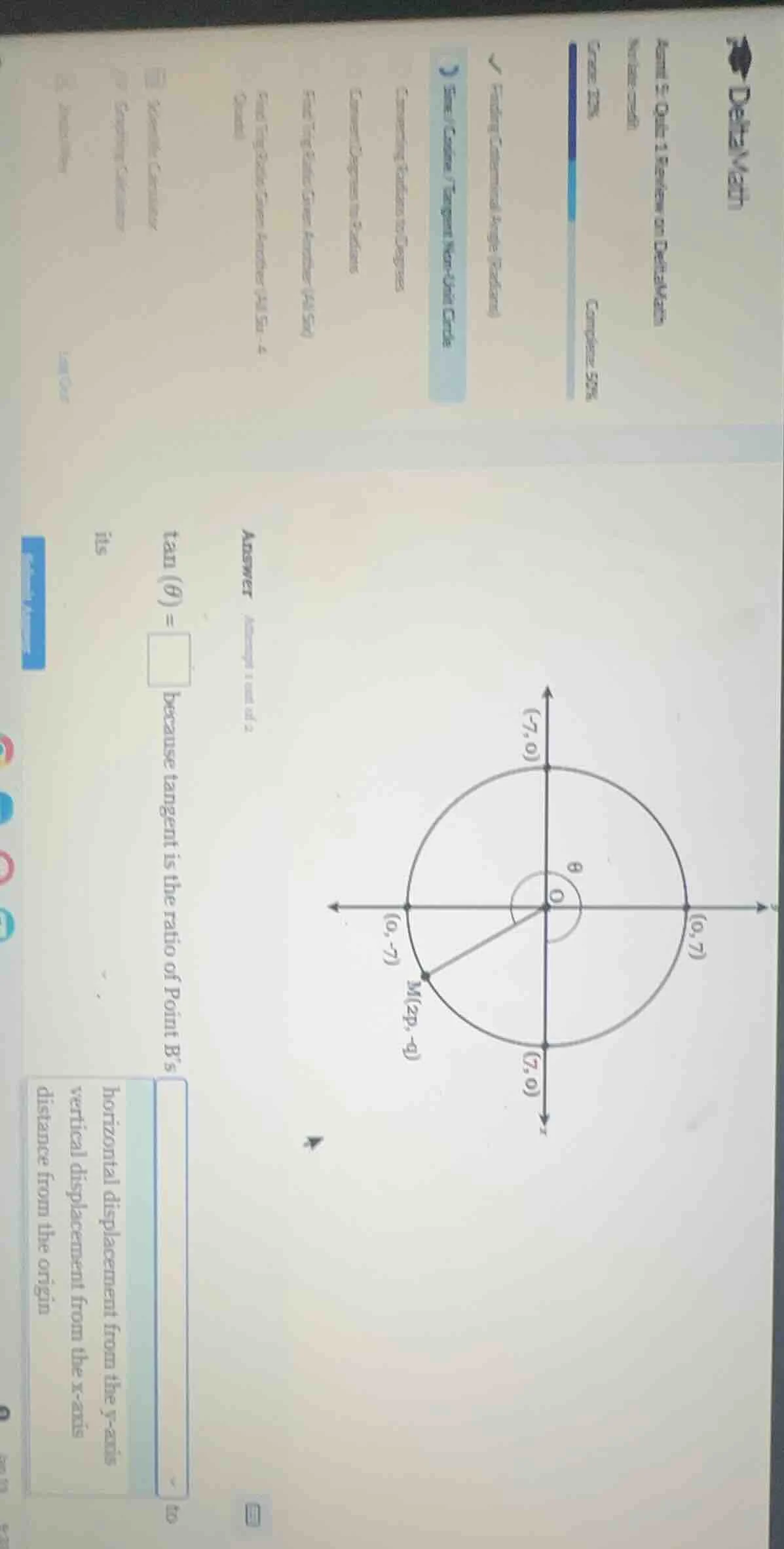 answer attempt 1 out of 2 \\(\\tan(\\theta) = \\square\\) because tange…