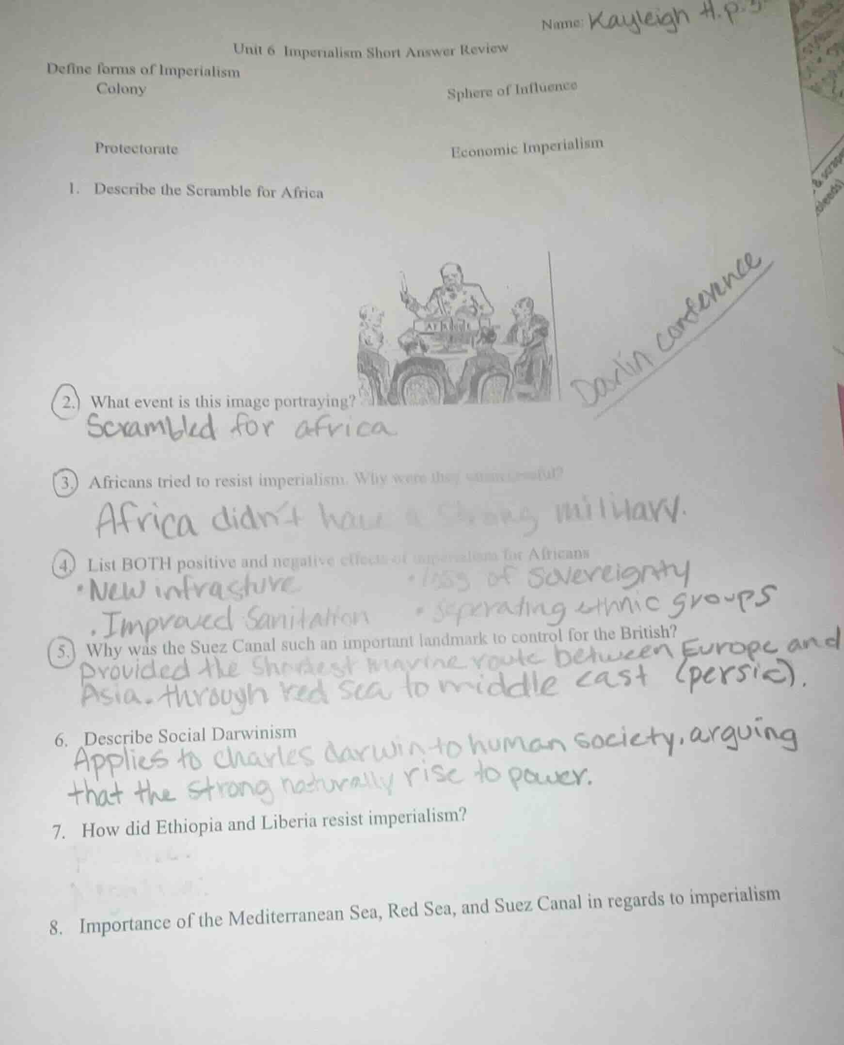 unit 6 imperialism short answer review define forms of imperialism colo…