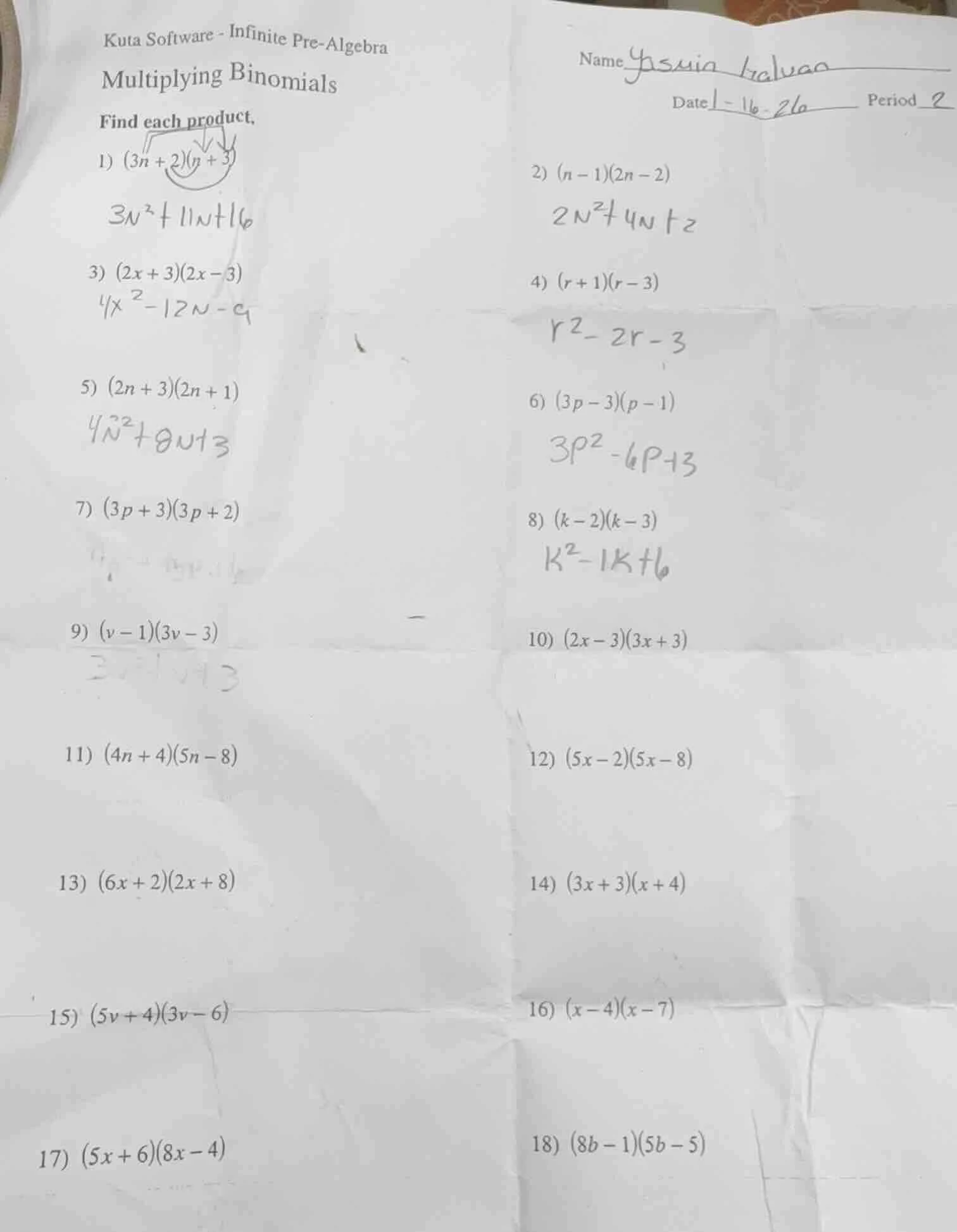 kuta software - infinite pre - algebra multiplying binomials find each …