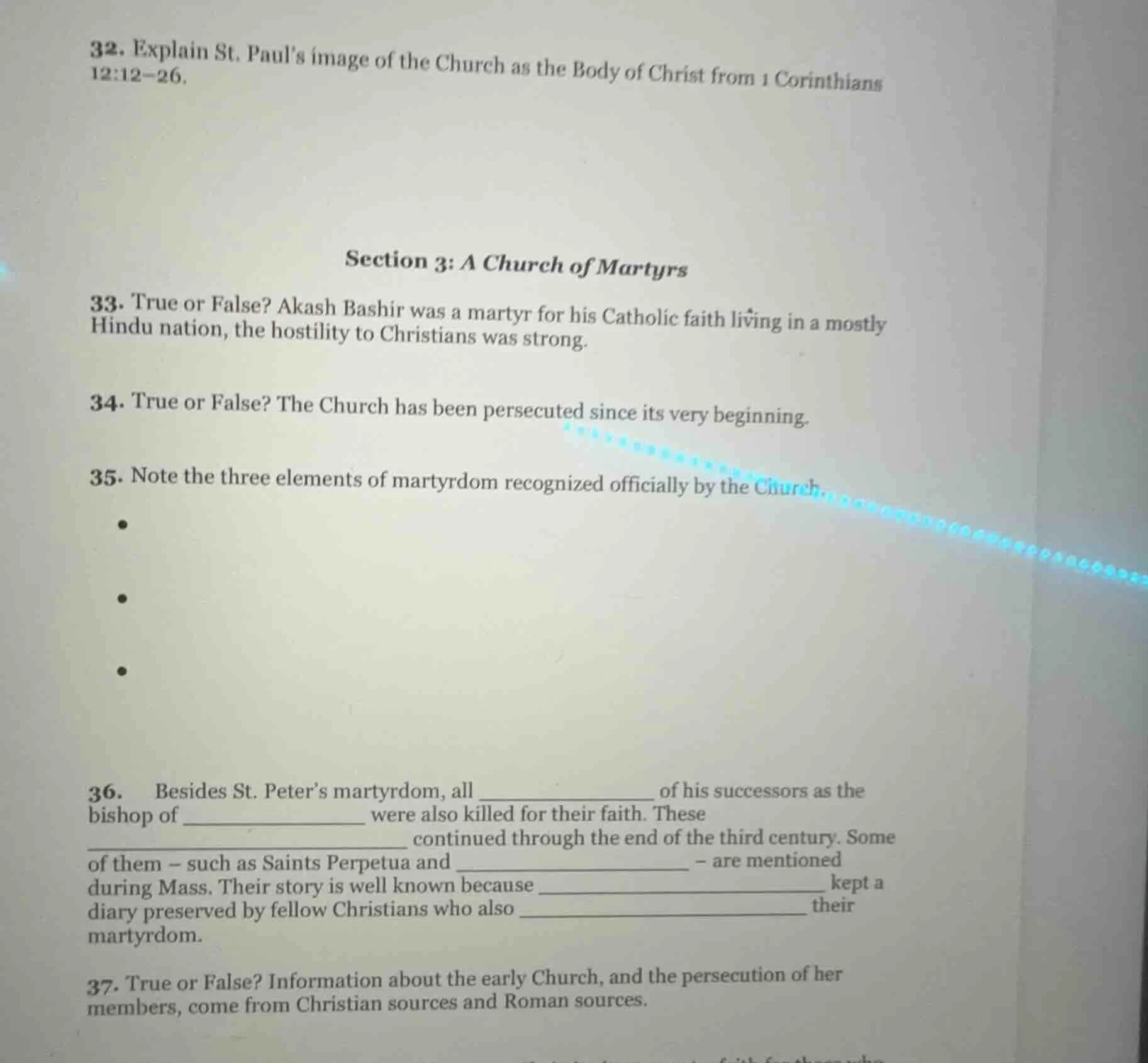 32. explain st. paul’s image of the church as the body of christ from 1…