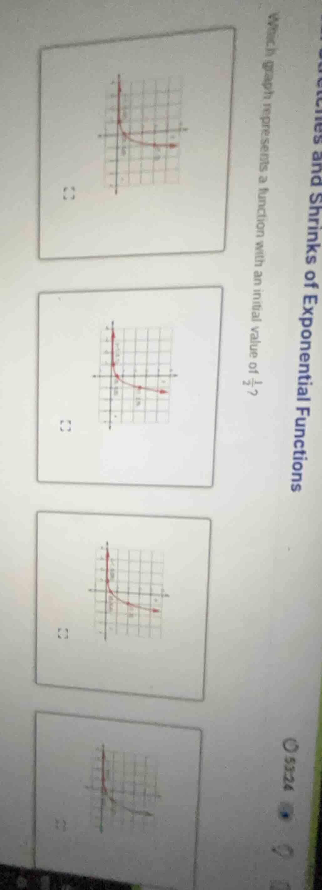 which graph represents a function with an initial value of \\(\\frac{1}…