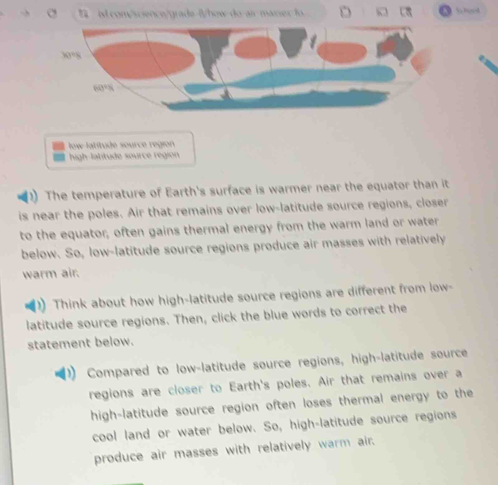 the temperature of earths surface is warmer near the equator than it is…