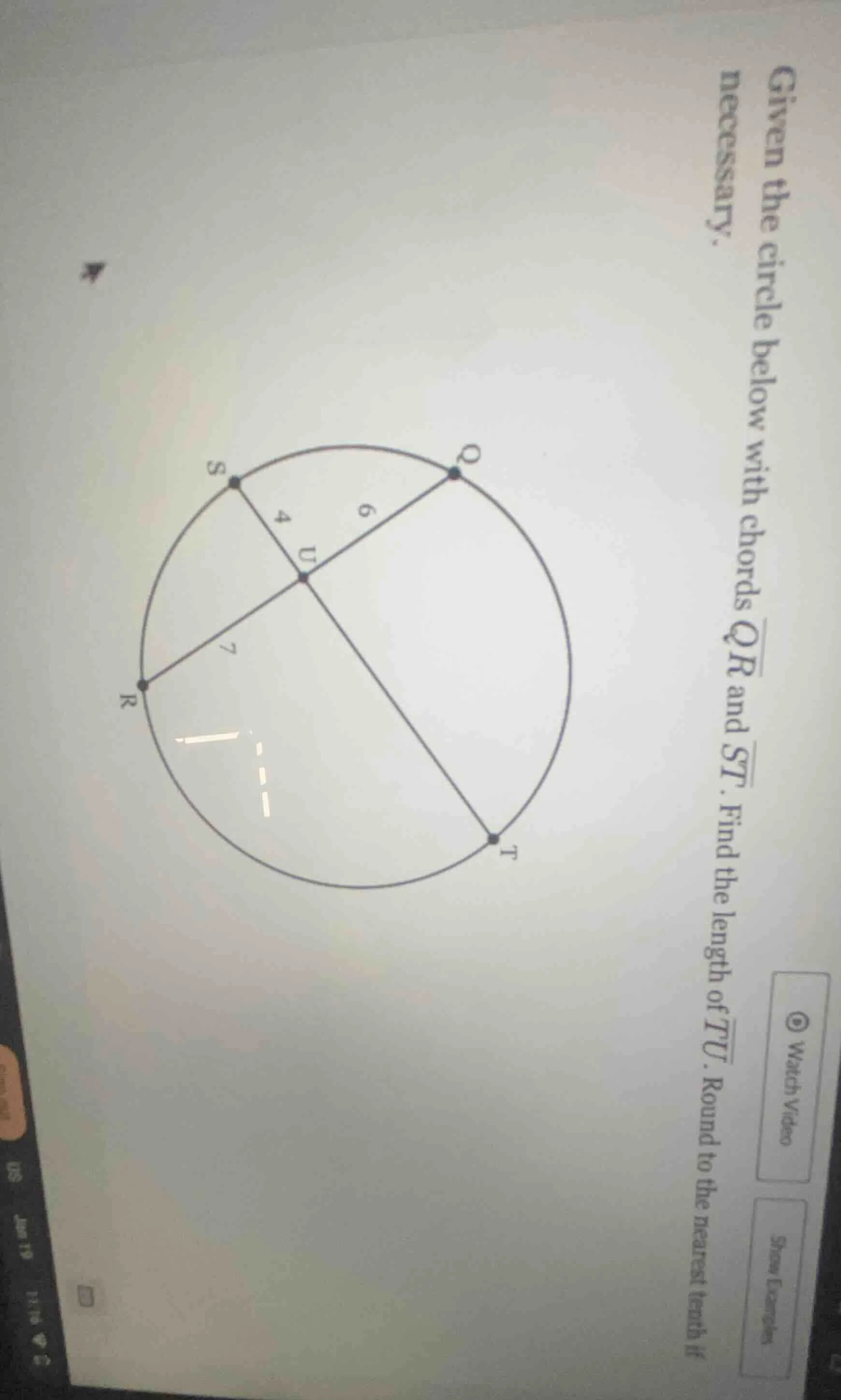 given the circle below with chords \\(\\overline{qr}\\) and \\(\\overli…