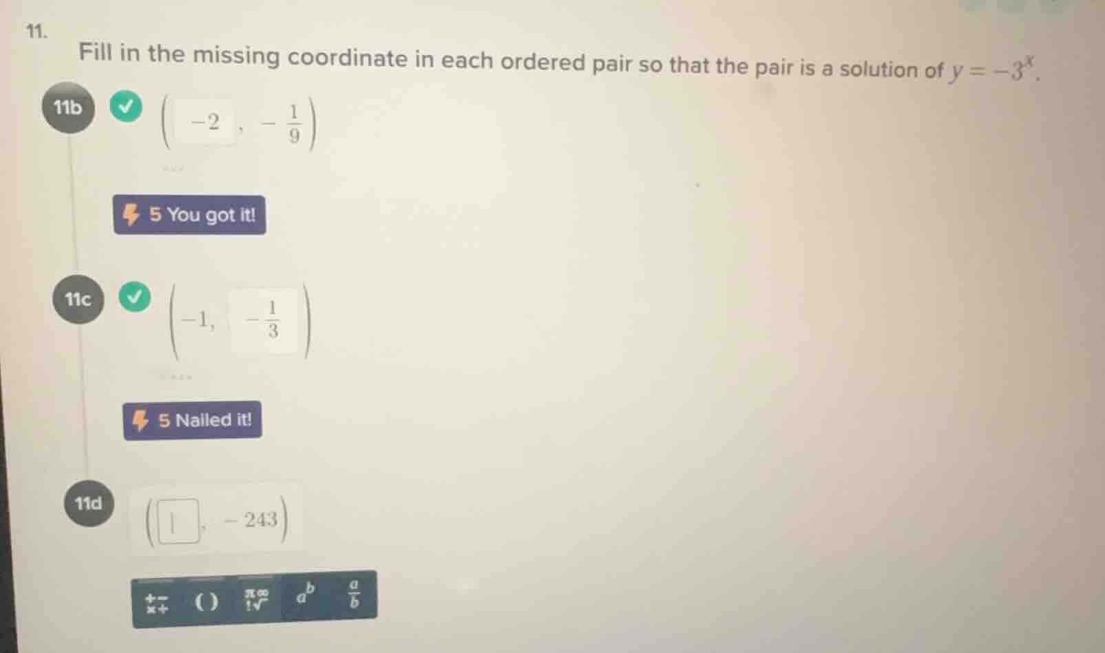 11. fill in the missing coordinate in each ordered pair so that the pai…