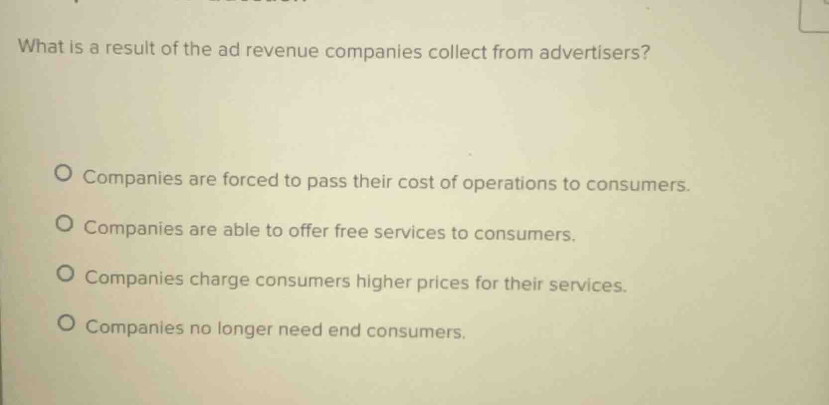 what is a result of the ad revenue companies collect from advertisers? …