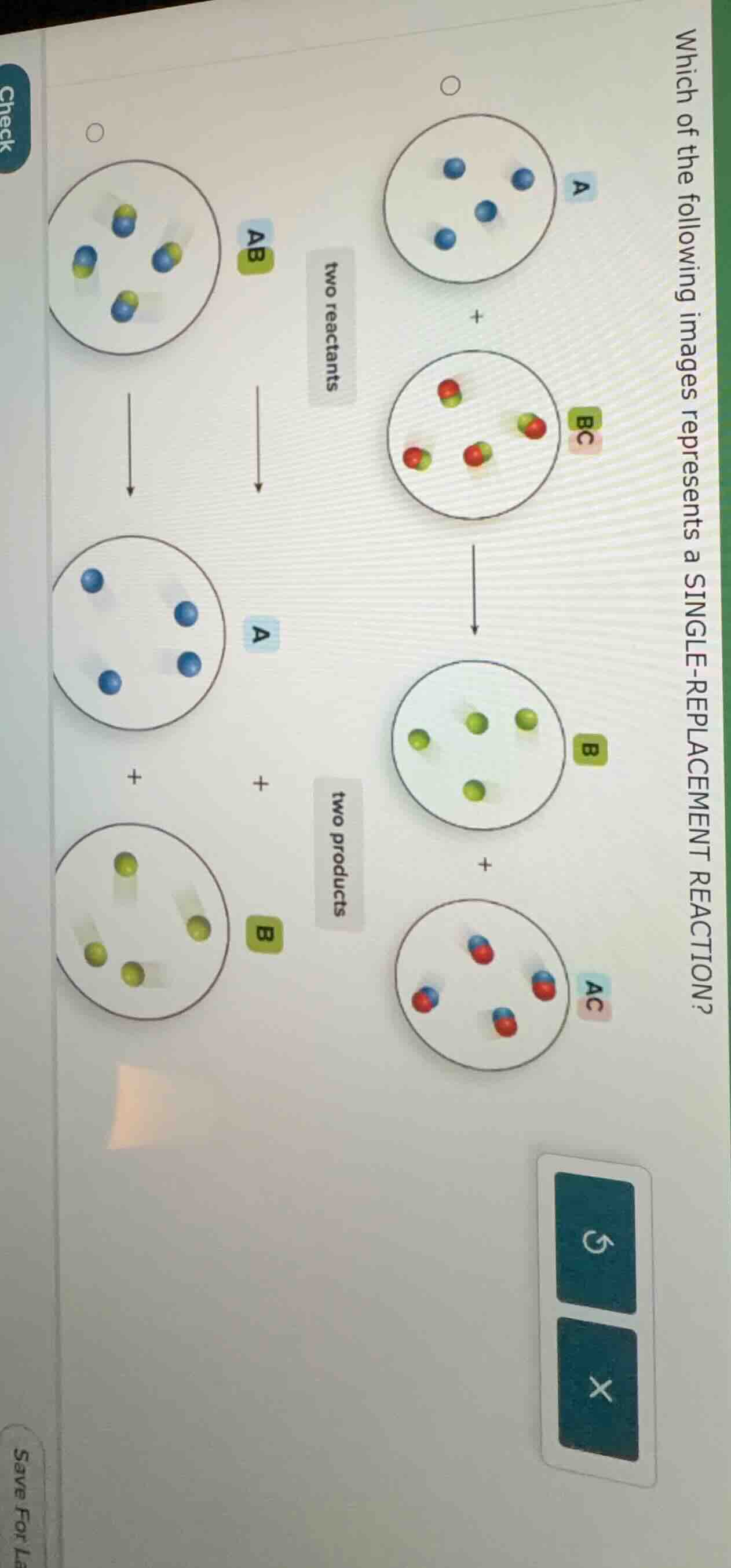 which of the following images represents a single - replacement reactio…