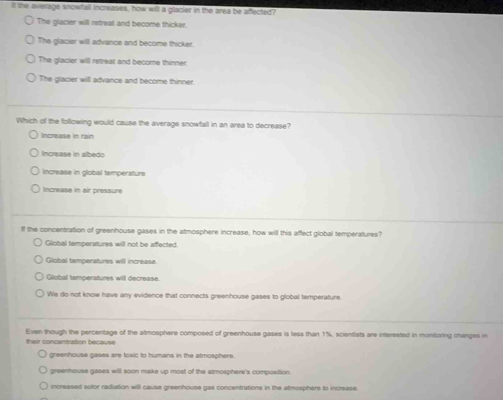 if the average snowfall increases, how will a glacier in the area be af…