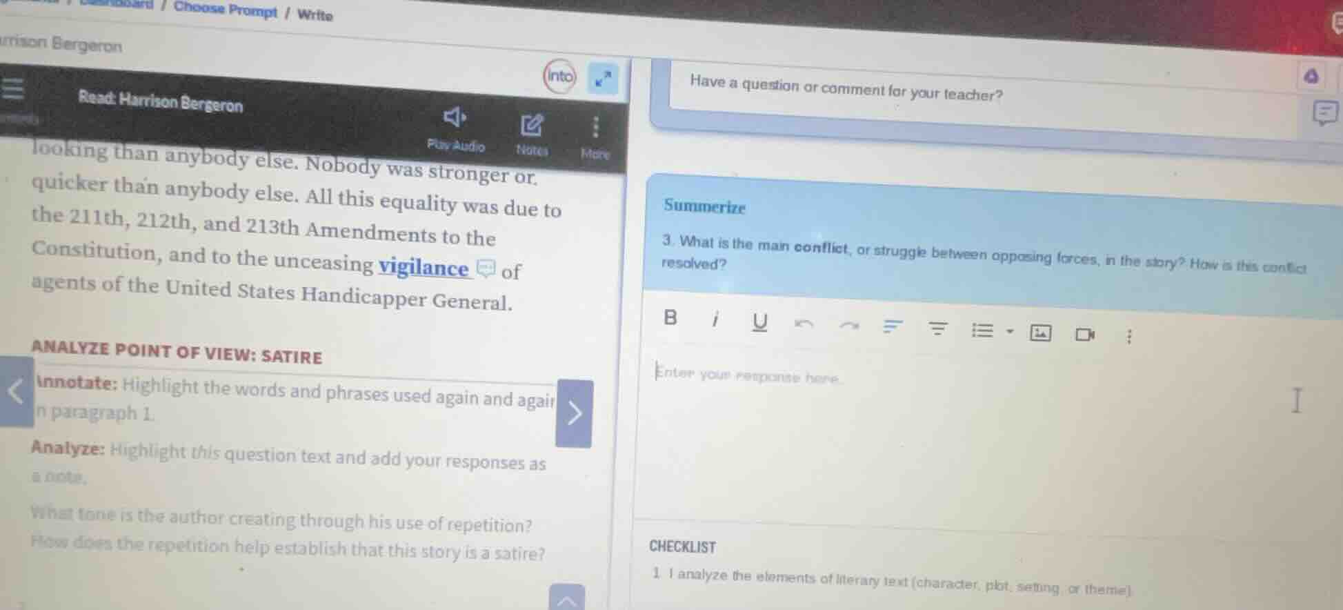 read harrison bergeron looking than anybody else. nobody was stronger o…