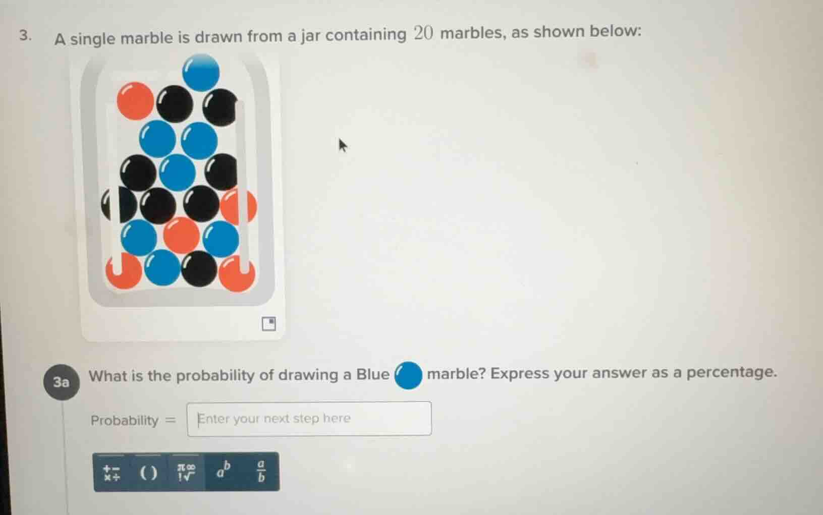 3. a single marble is drawn from a jar containing 20 marbles, as shown …