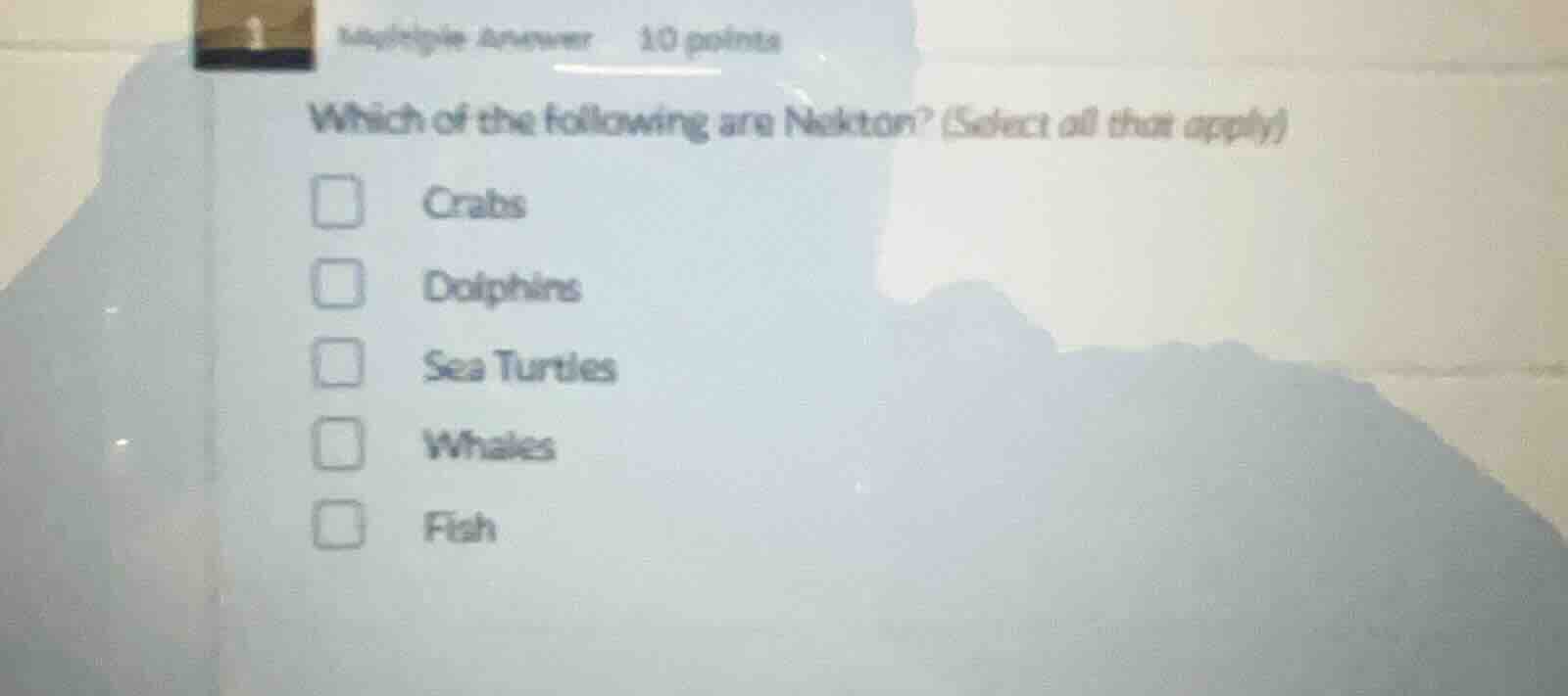 multiple answer 10 points which of the following are nekton? (select al…