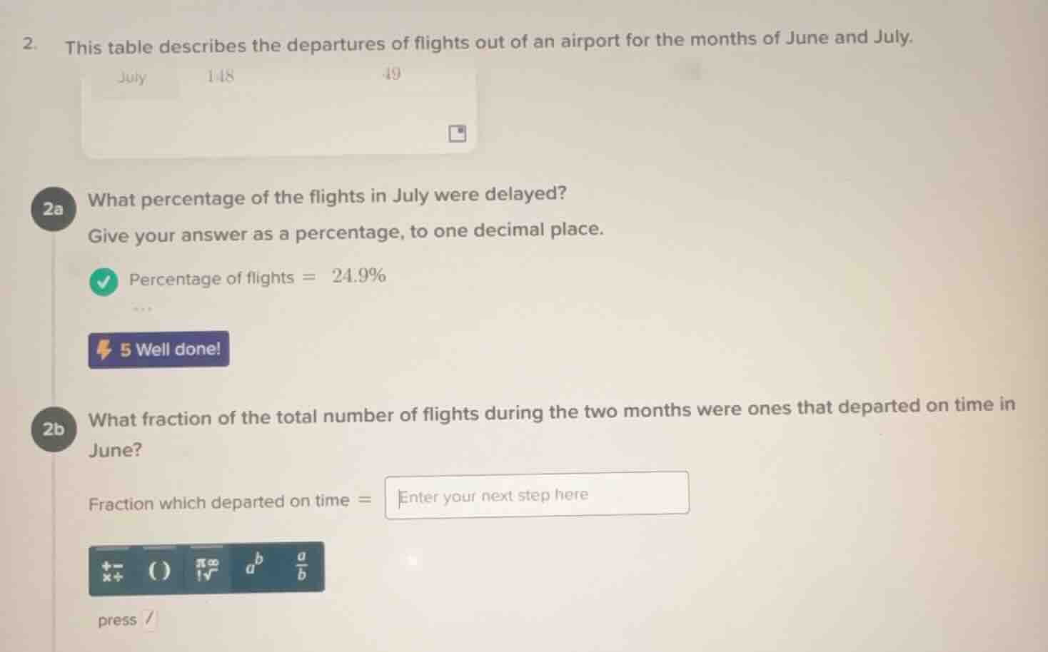 2. this table describes the departures of flights out of an airport for…
