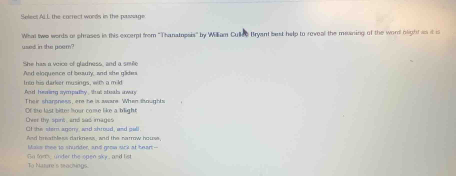 select all the correct words in the passage. what two words or phrases …