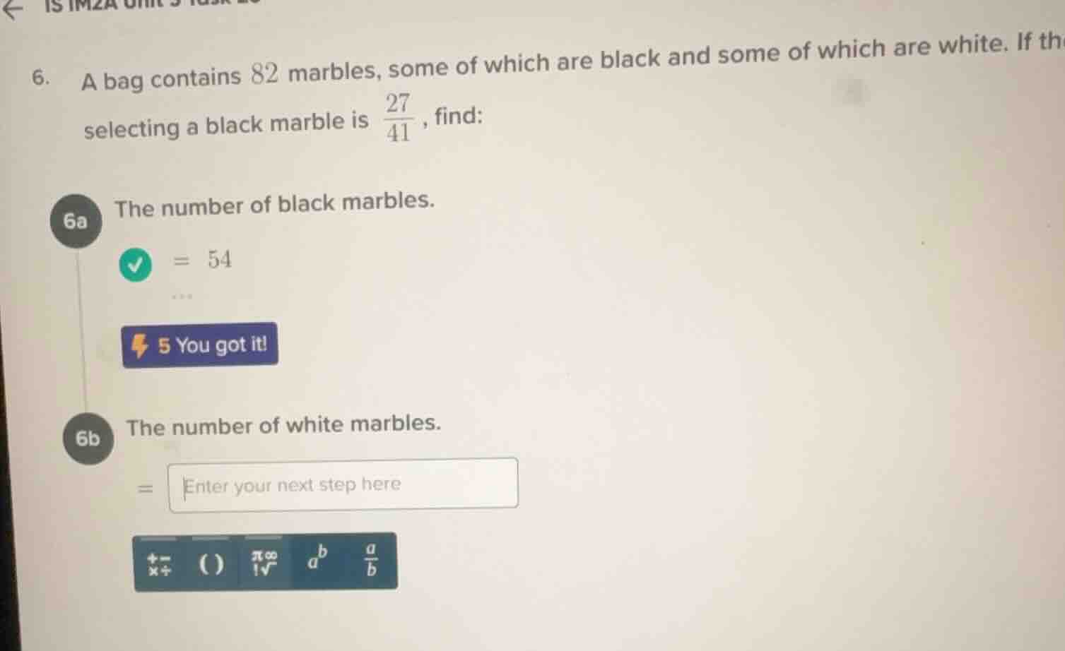 6. a bag contains 82 marbles, some of which are black and some of which…