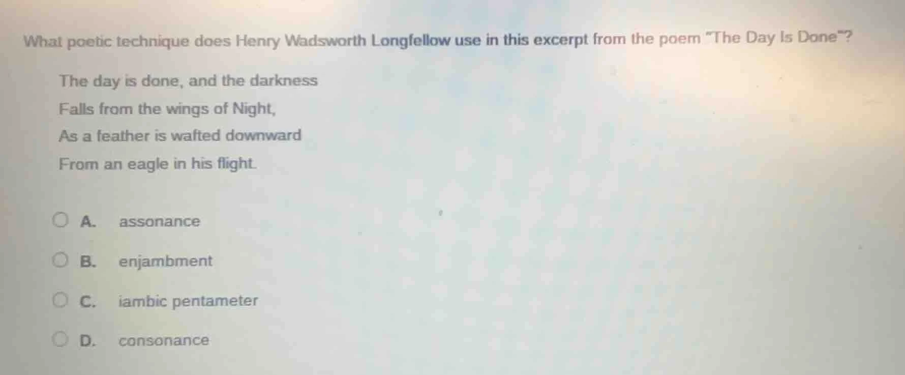 what poetic technique does henry wadsworth longfellow use in this excer…
