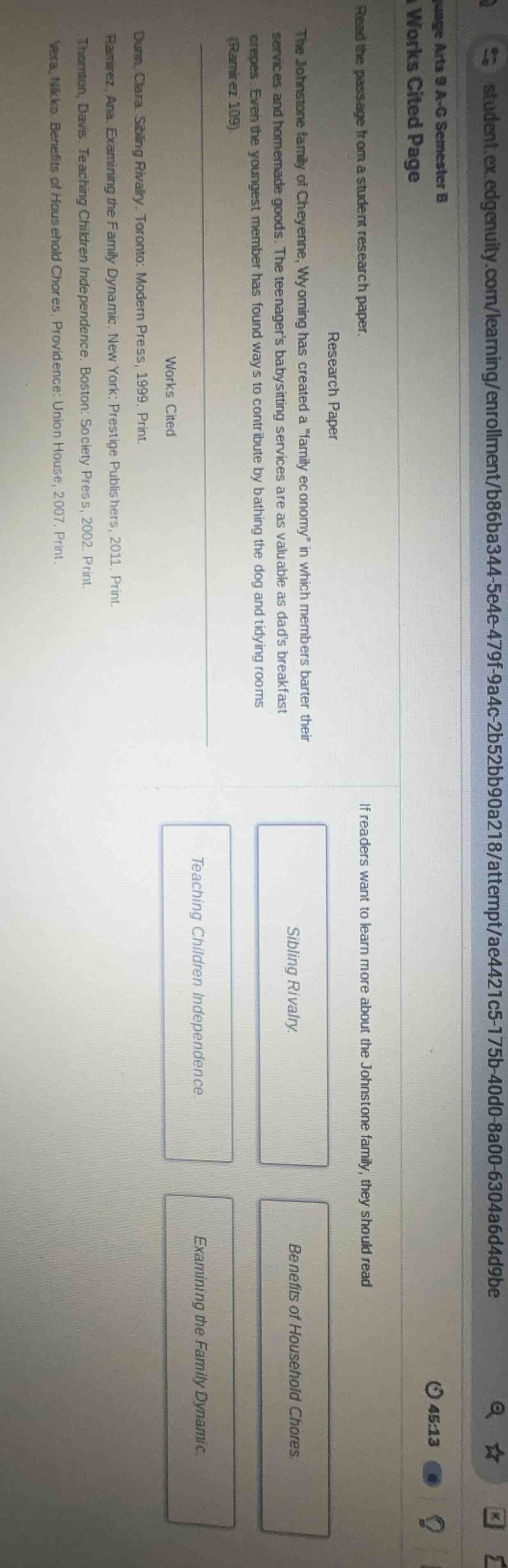 read the passage from a student research paper. research paper the john…