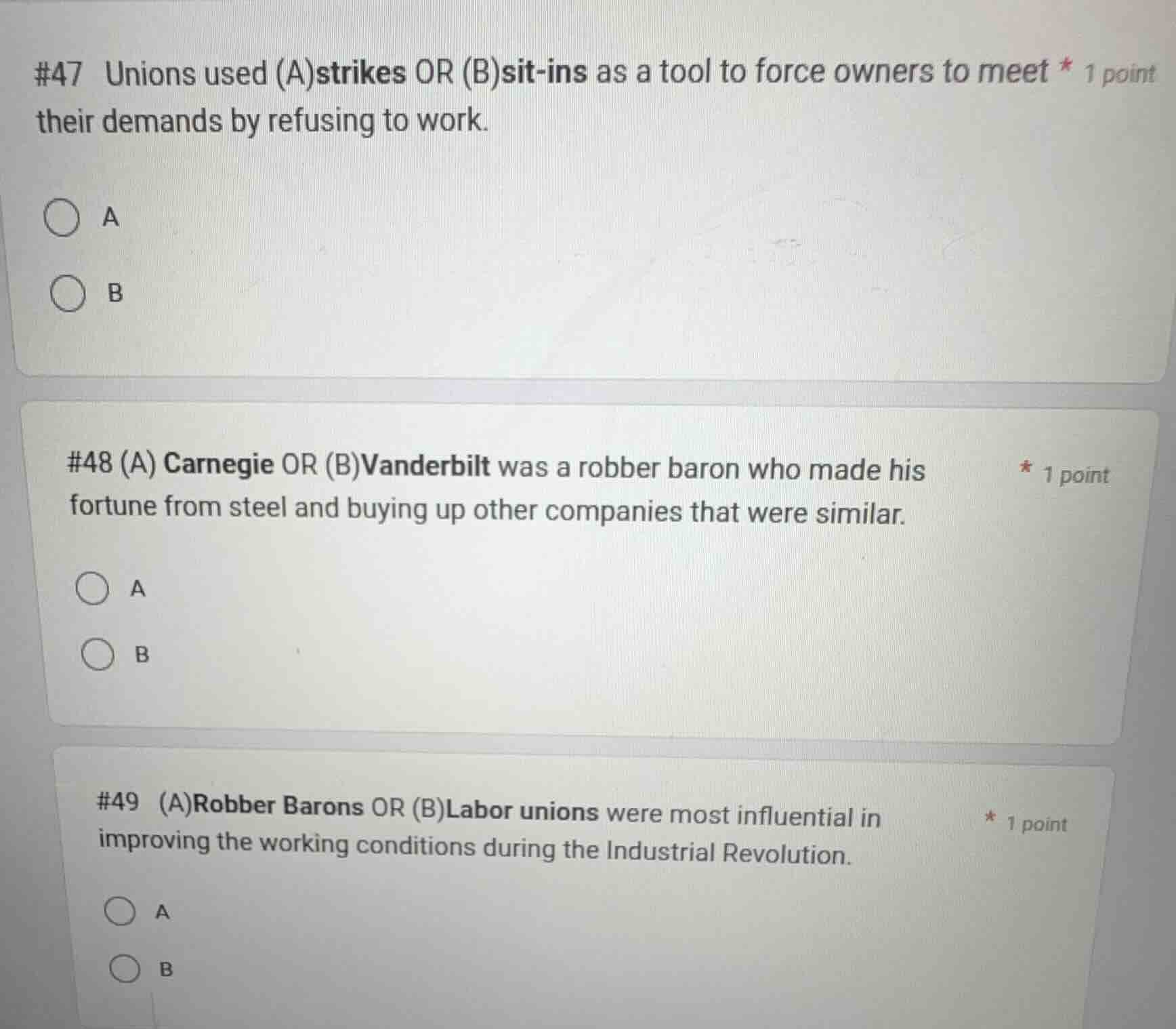 #47 unions used (a)strikes or (b)sit - ins as a tool to force owners to…