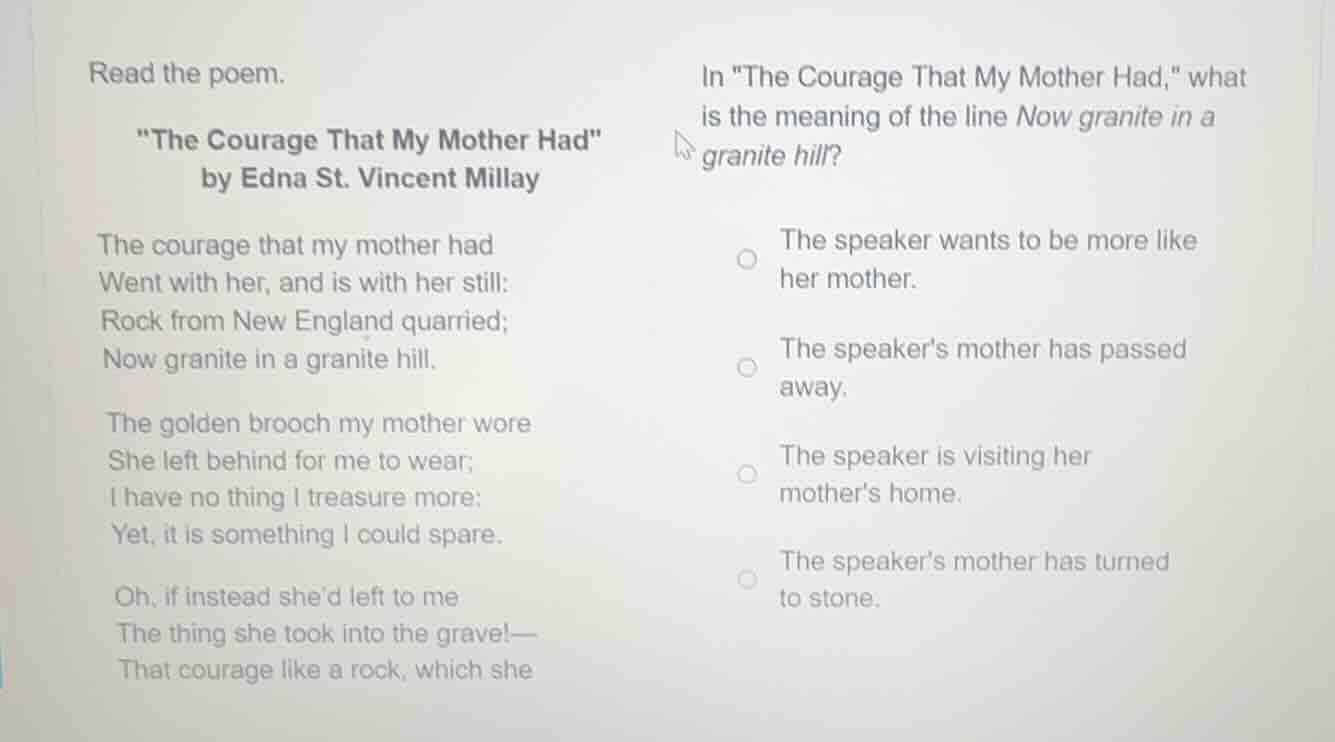 read the poem. \the courage that my mother had\ by edna st. vincent mil…