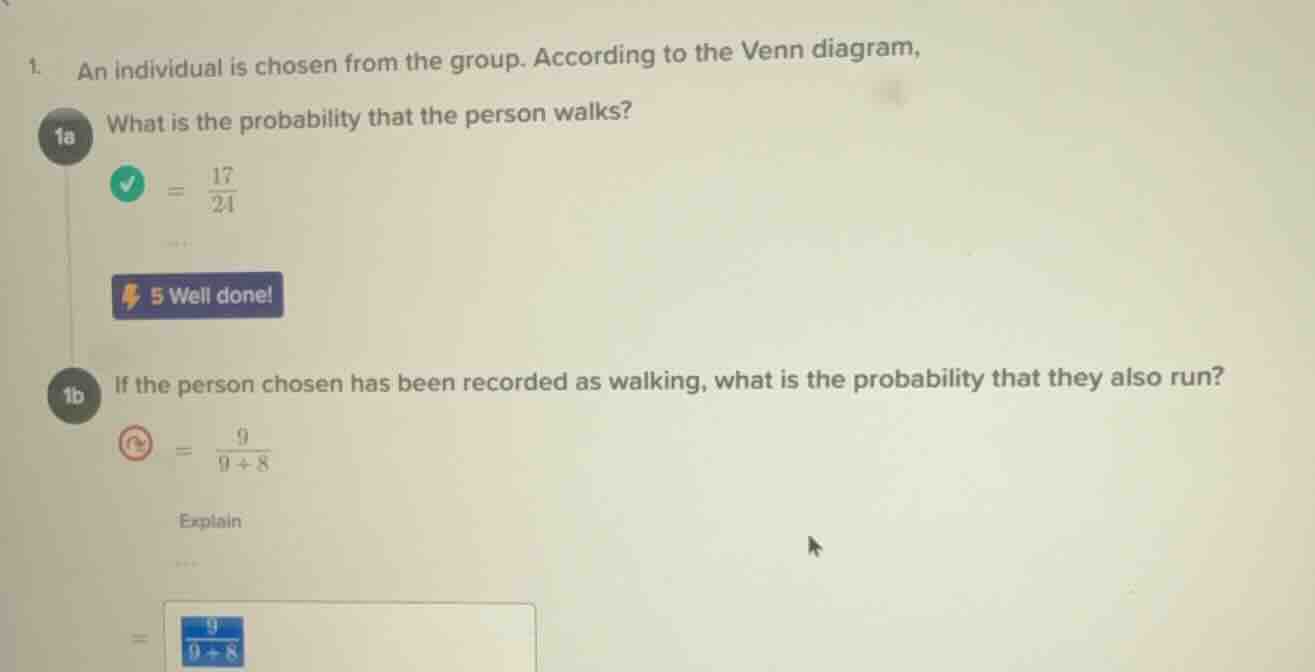 1. an individual is chosen from the group. according to the venn diagra…