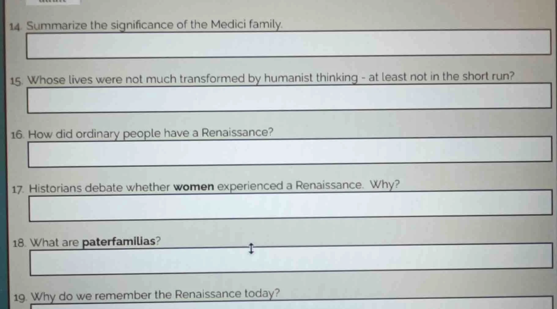 14. summarize the significance of the medici family. 15. whose lives we…