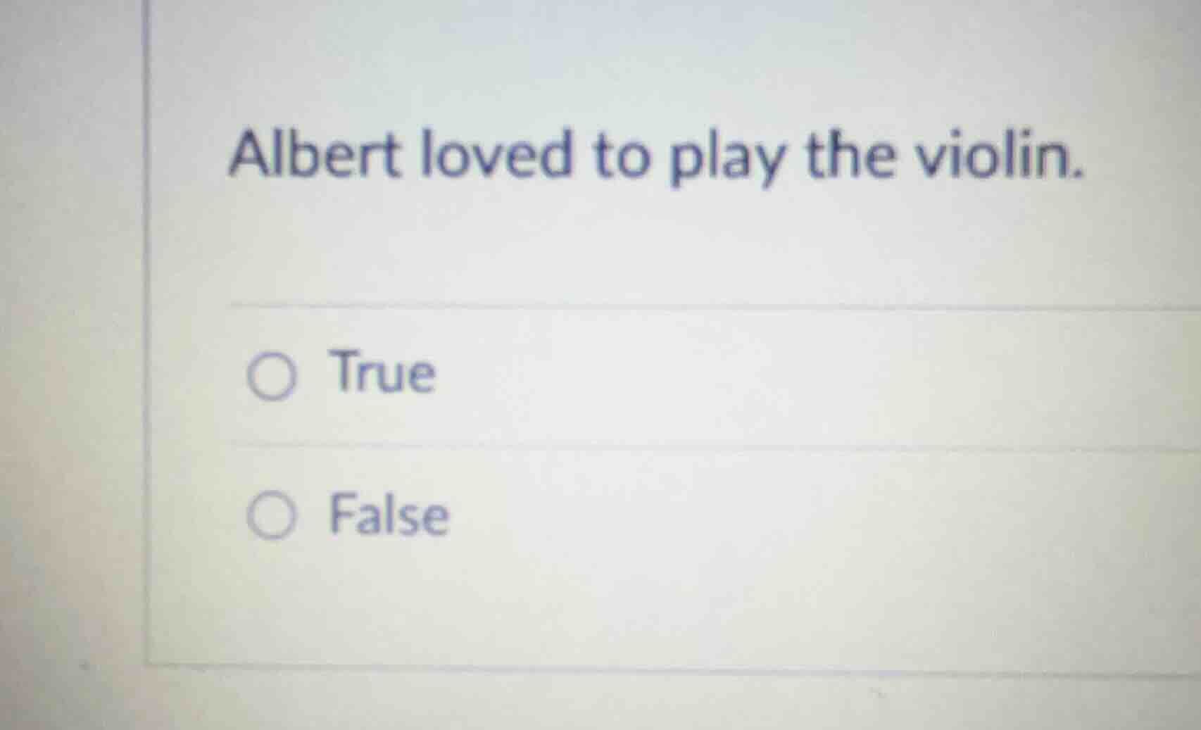 albert loved to play the violin. true false