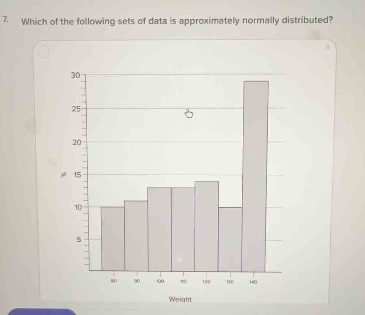 7. which of the following sets of data is approximately normally distri…