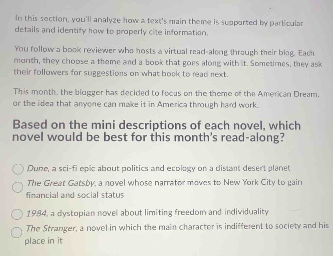 in this section, youll analyze how a texts main theme is supported by p…