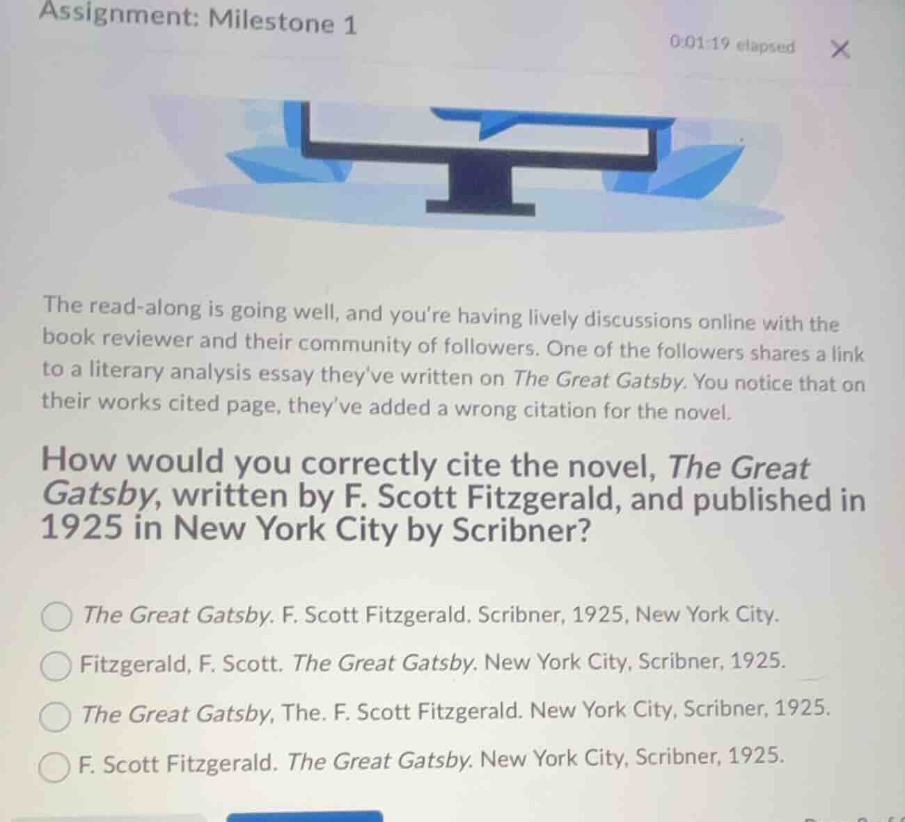 assignment: milestone 1 0:01:19 elapsed the read - along is going well,…