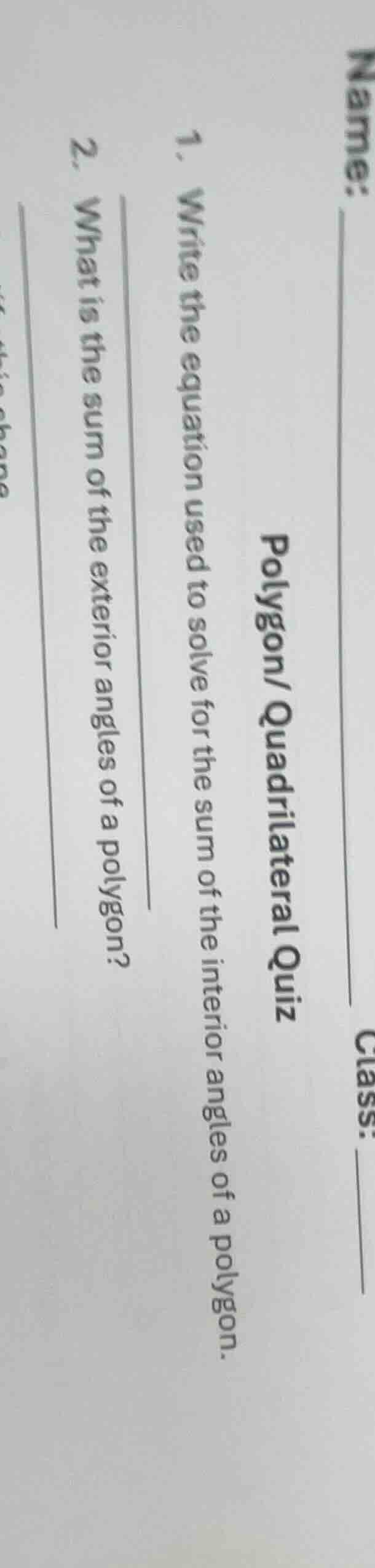 name: class: polygon/ quadrilateral quiz 1. write the equation used to …