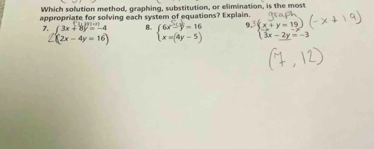 which solution method, graphing, substitution, or elimination, is the m…