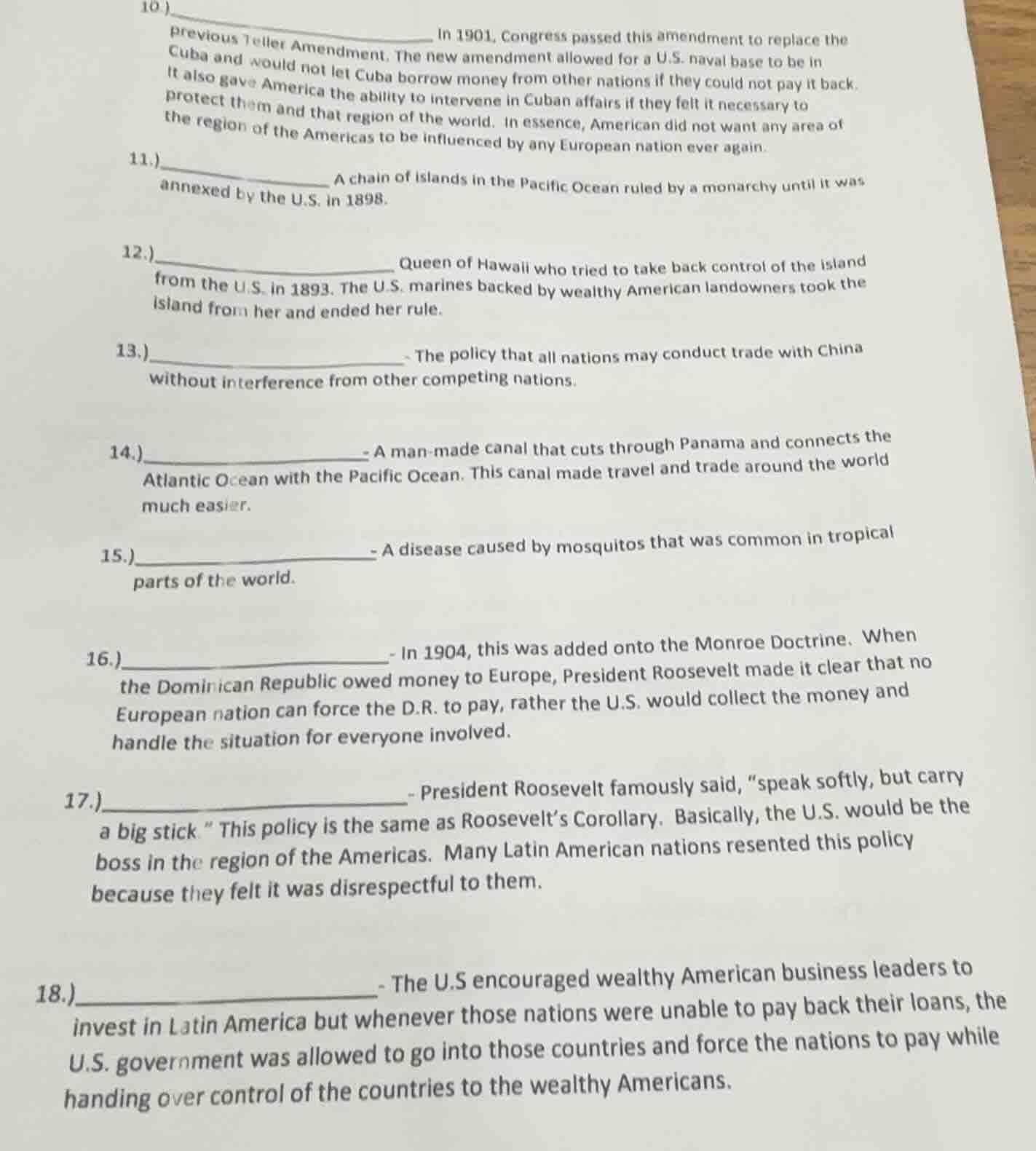 10.) ______ in 1901, congress passed this amendment to replace the prev…