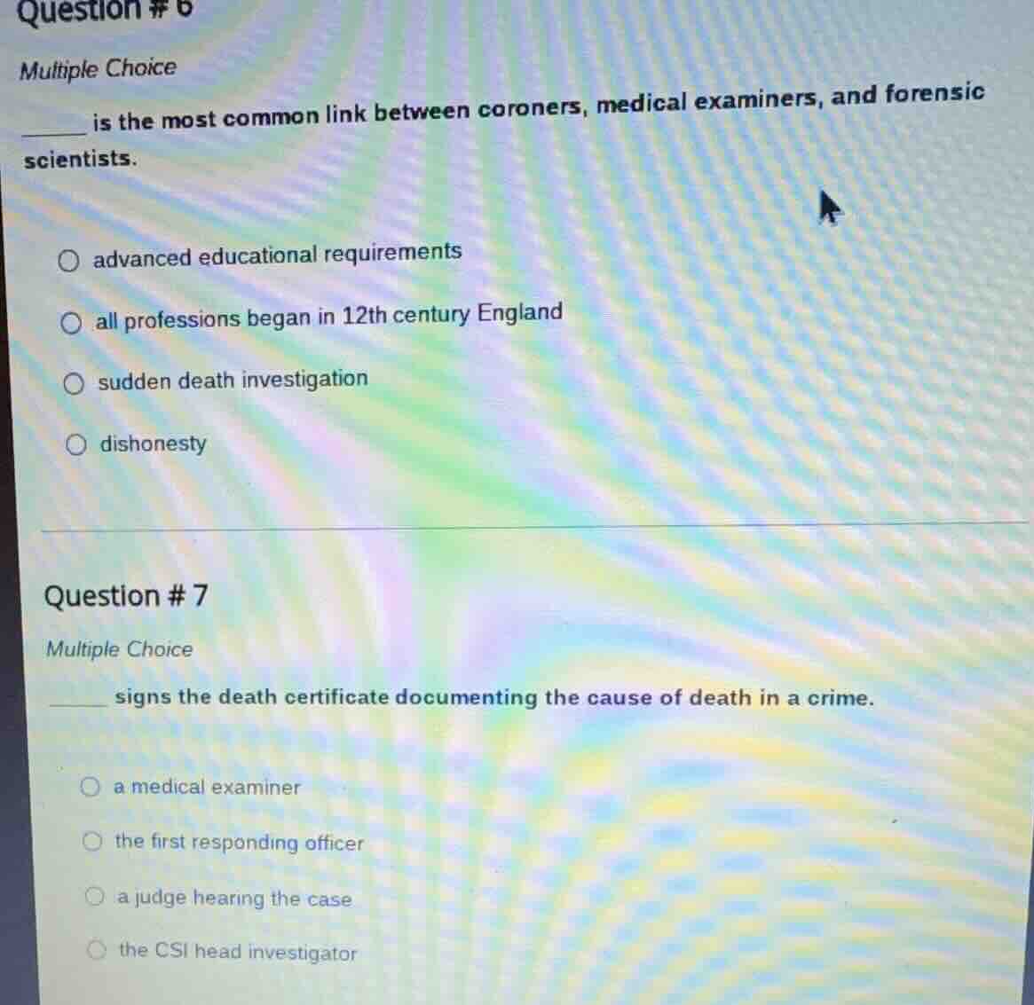 question # 6 multiple choice _____ is the most common link between coro…