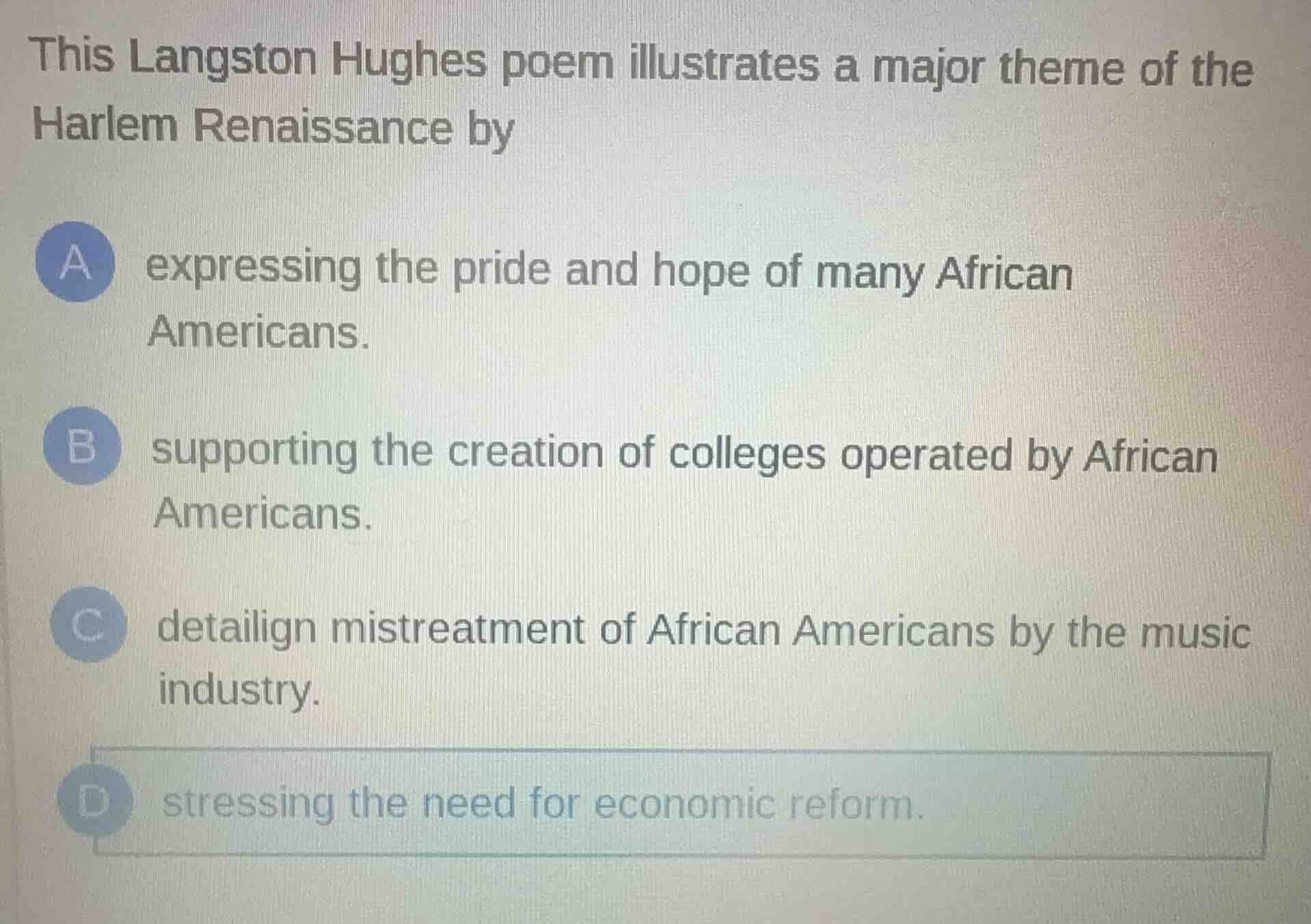 this langston hughes poem illustrates a major theme of the harlem renai…
