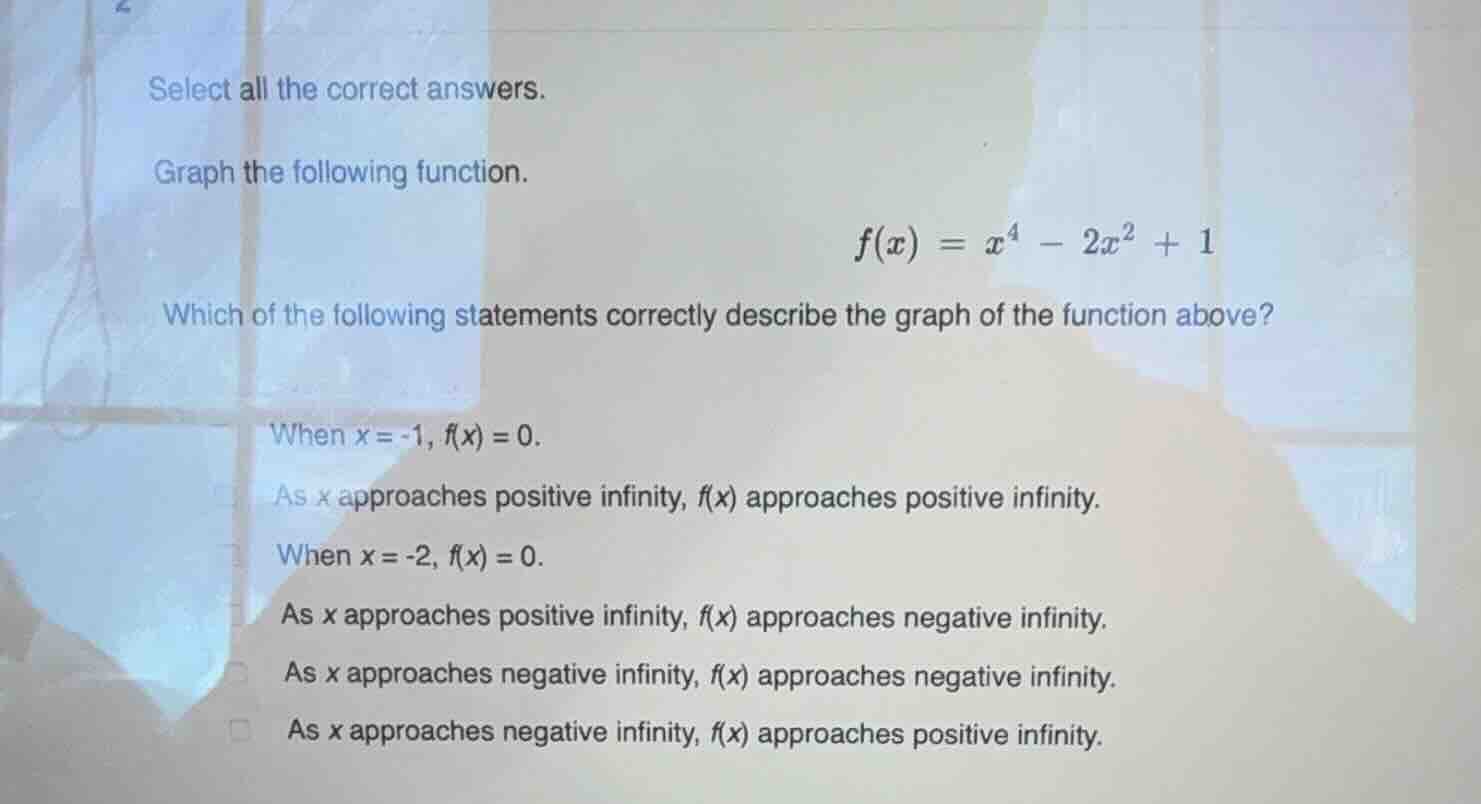 select all the correct answers. graph the following function. \\( f(x) …
