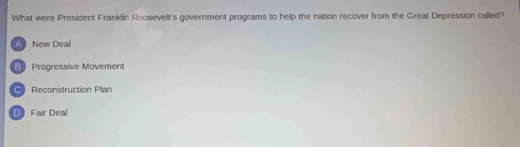 what were president franklin roosevelts government programs to help the…